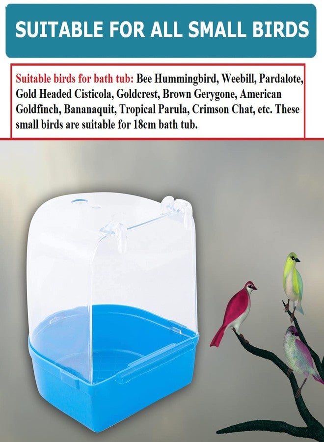 Western Era Bird Bath Tub Hanging Covered Durable & Non-Toxic - Birdcage Outside Bathing Tub for Small Brids Budgerigar Canary Parrots - Bird Cage Accessories (Blue) - Image 5